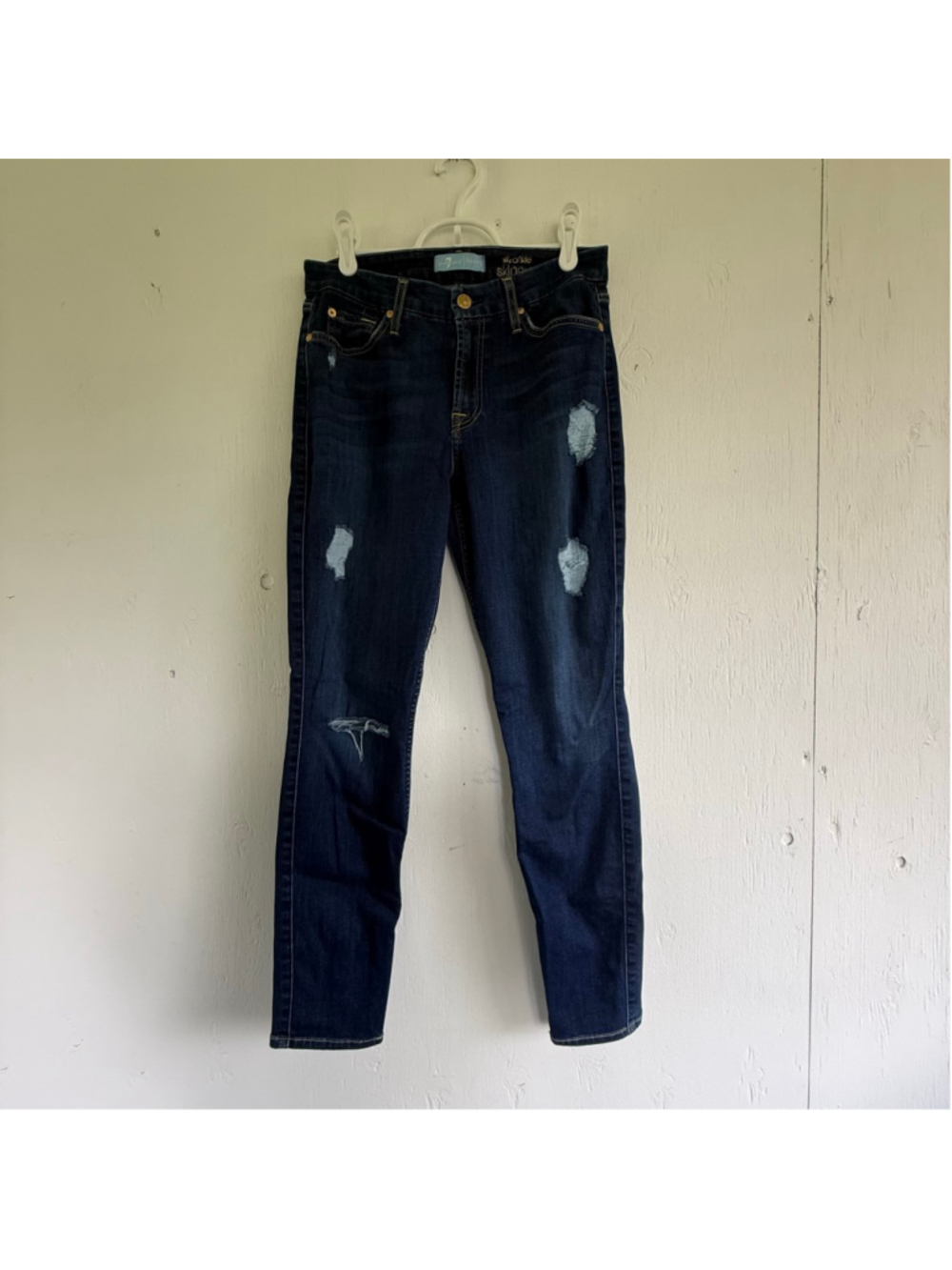 7 For All Mankind b(air) Ankle Skinny Distressed Jeans Size 28 - Picture 4 of 8